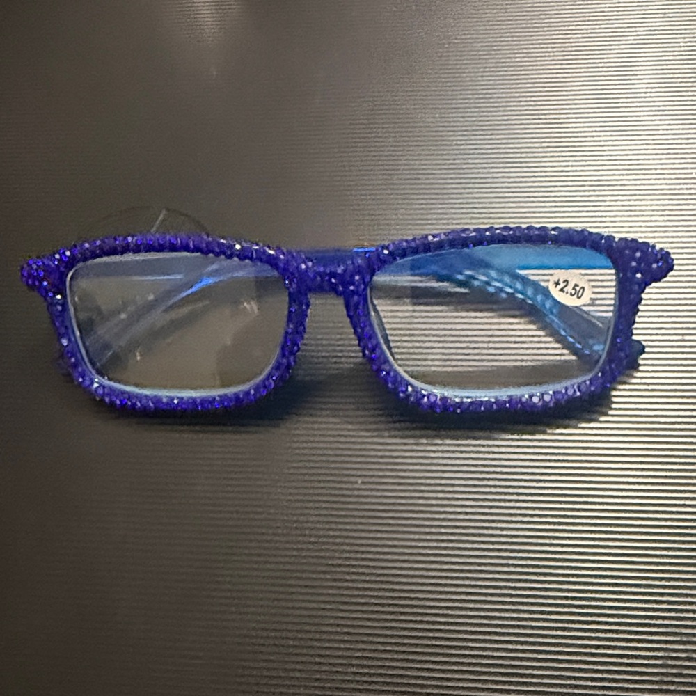 Blue Rhinestone Reading Glasses +2.50 - Picture 2 of 4